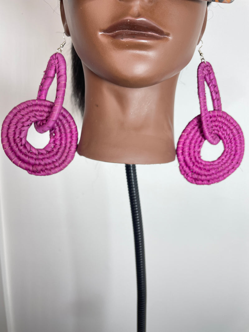 Pink Rattan loop Earring