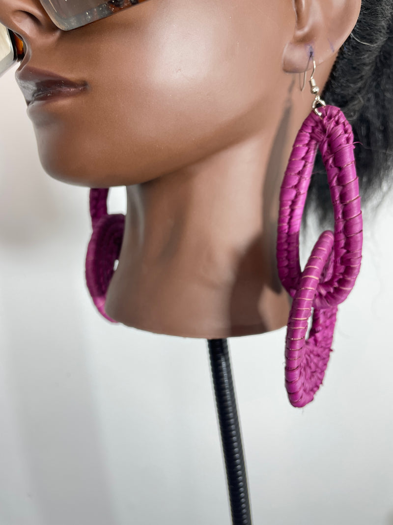 Pink Rattan loop Earring