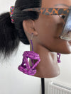 Purple Basket Rattan Earring