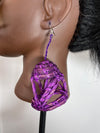 Purple Basket Rattan Earring