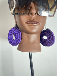 Purple Round Rattan Earring