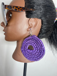 Purple Round Rattan Earring