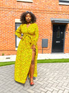 Ainsley Ankara Maxi Dress|Yellow African Floral Print