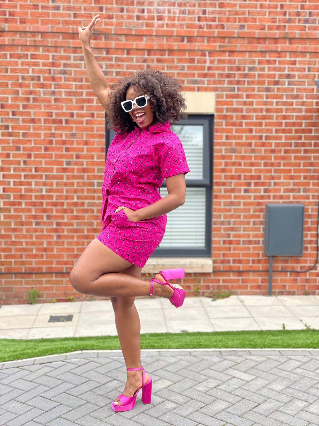 Angela Ankara High Waisted Shorts | Pink African Print