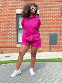 Angela Ankara High Waisted Shorts | Pink African Print