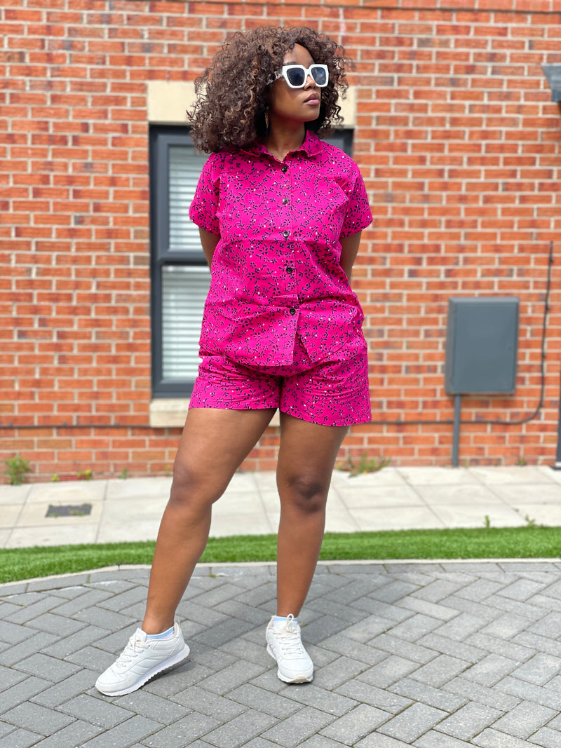 Angela Ankara High Waisted Shorts | Pink African Print