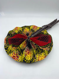 Handmade Ankara Hand Fan l Yellow & Red