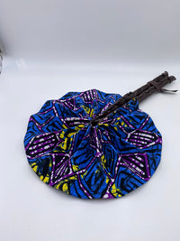 Handmade Ankara Hand Fan l Blue