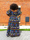 Apphia Ankara Maxi Dress | Blue Multicoloured African Tribal Print