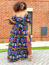 Apphia Ankara Maxi Dress | Blue Multicoloured African Tribal Print