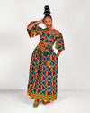 Nicole Ankara Off Shoulder Maxi Dress | Kente Multicoloured African Print