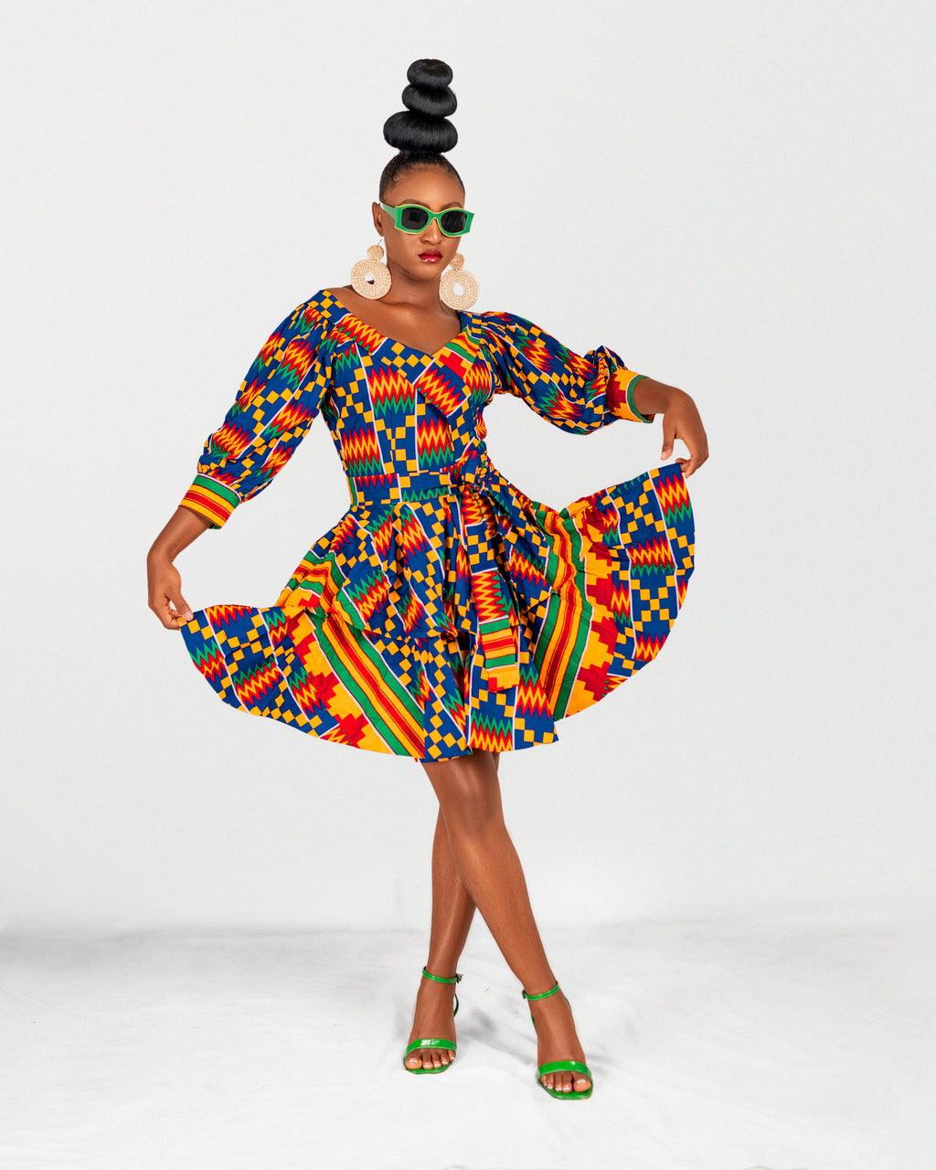 Palmer Ankara Mini Dress | Kente Multicoloured African Print