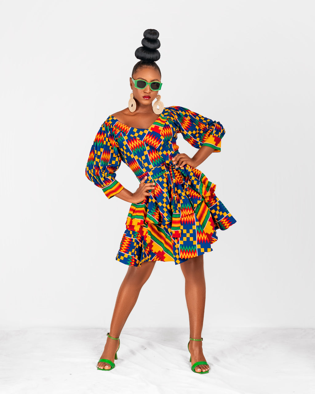 Palmer Ankara Mini Dress | Kente Multicoloured African Print