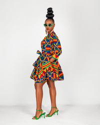 Palmer Ankara Mini Dress | Kente Multicoloured African Print