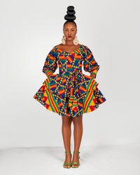 Palmer Ankara Mini Dress | Kente Multicoloured African Print