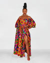 Naomi Ankara Off Shoulder Maxi Dress |  Multicoloured African Print