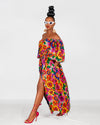 Naomi Ankara Off Shoulder Maxi Dress |  Multicoloured African Print