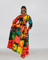 Benny Ankara Maxi Dress | Red and Yellow Multicolor African Print