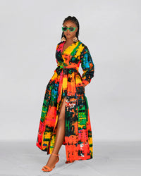 Benny Ankara Maxi Dress | Red and Yellow Multicolor African Print