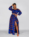 Chinwe Ankara Crop Top | Blue and Orange African Print