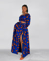 Chinwe Ankara Maxi Skirt | Blue and Orange African Print