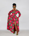 Biston Ankara Maxi Dress | Pink and Green African Print