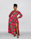 Biston Ankara Maxi Dress | Pink and Green African Print