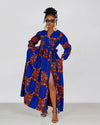 Bekky Ankara Maxi Dress | Blue and Orange African Print