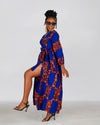 Bekky Ankara Maxi Dress | Blue and Orange African Print