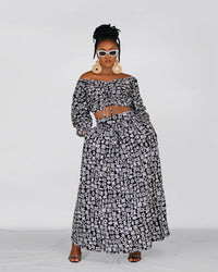 Candy Ankara Maxi Skirt | Black and White African Print