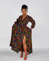 Didi  Ankara Maxi Dress | Brown  Multicolor African Floral Print