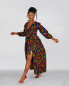 Didi  Ankara Maxi Dress | Brown  Multicolor African Floral Print