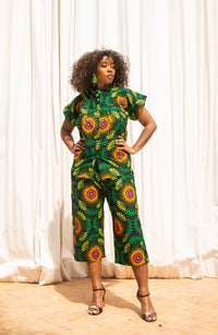 Bukky Ankara Culotte Trouser | Green African Print