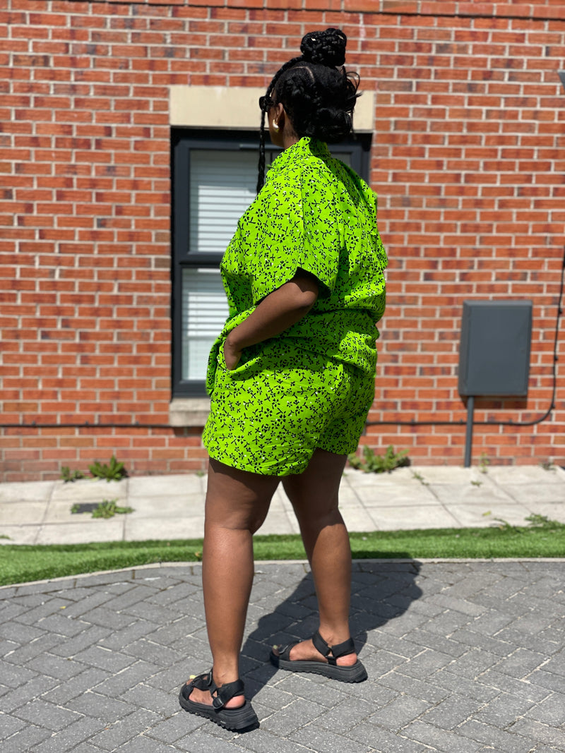 Alina Ankara Short Sleeve Shirt | Green African Print