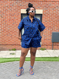 Amini Ankara Shorts | Blue African Print