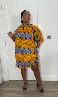 Ivy Ankara Shirt Dress | Yellow African Print