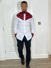 Henry Mixed Print Men Shirt | Red Multicolor African Print