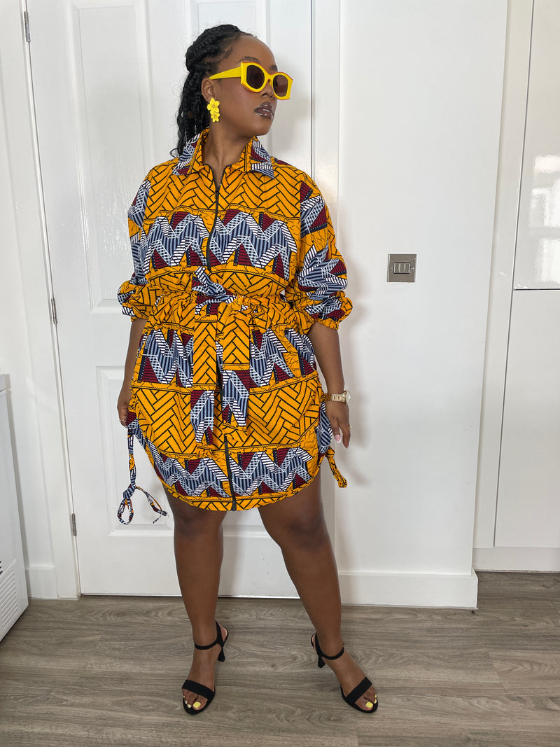 Ivy Ankara Shirt Dress | Yellow African Print