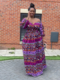 Catalina Ankara Maxi Skirt | Purple and Pink African Print