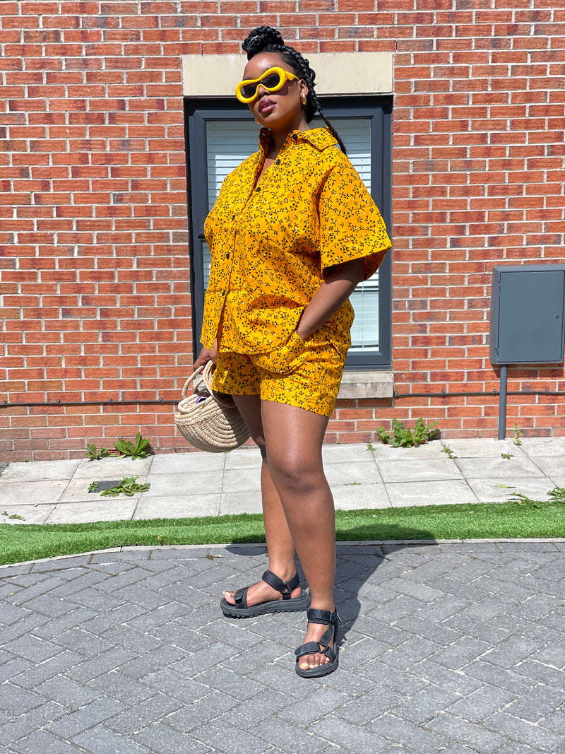 Adana Ankara Short Sleeve Shirt |Yellow African Print