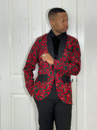 Henry Ankara Men Blazer | Red Multicolor African Print