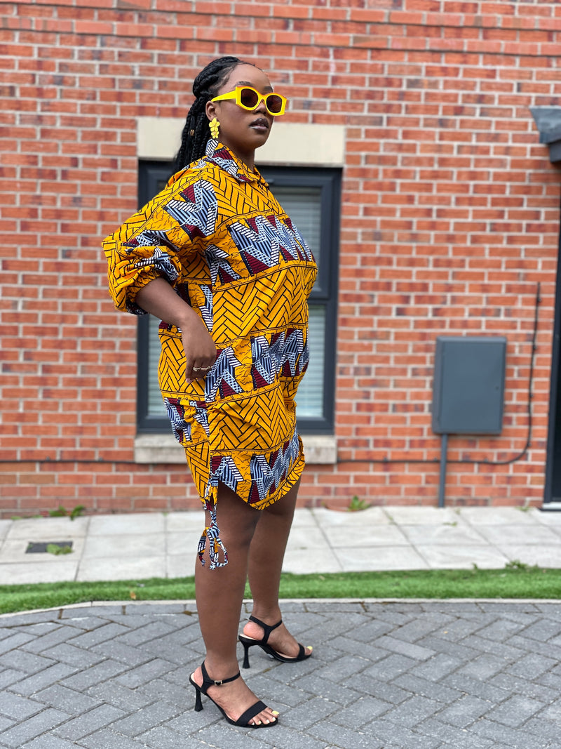 Ivy Ankara Shirt Dress | Yellow African Print