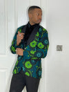 Perry Men Blazer | Green Multicolor African Print