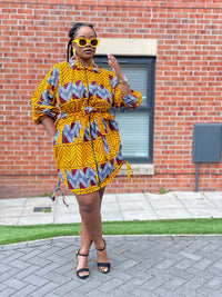 Ivy Ankara Shirt Dress | Yellow African Print