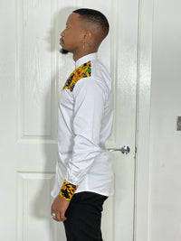 Harry Mixed Print Men Shirt | Yellow African Print