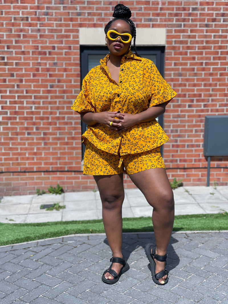 Adana Ankara Short Sleeve Shirt |Yellow African Print