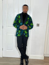 Perry Men Blazer | Green Multicolor African Print