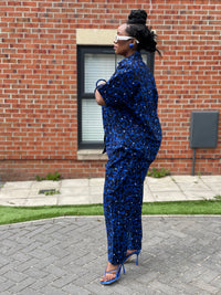 Amini Ankara High waisted Trouser | Blue African Print