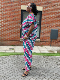 Bunny Ankara High Waisted Trouser | Pink and White African Print