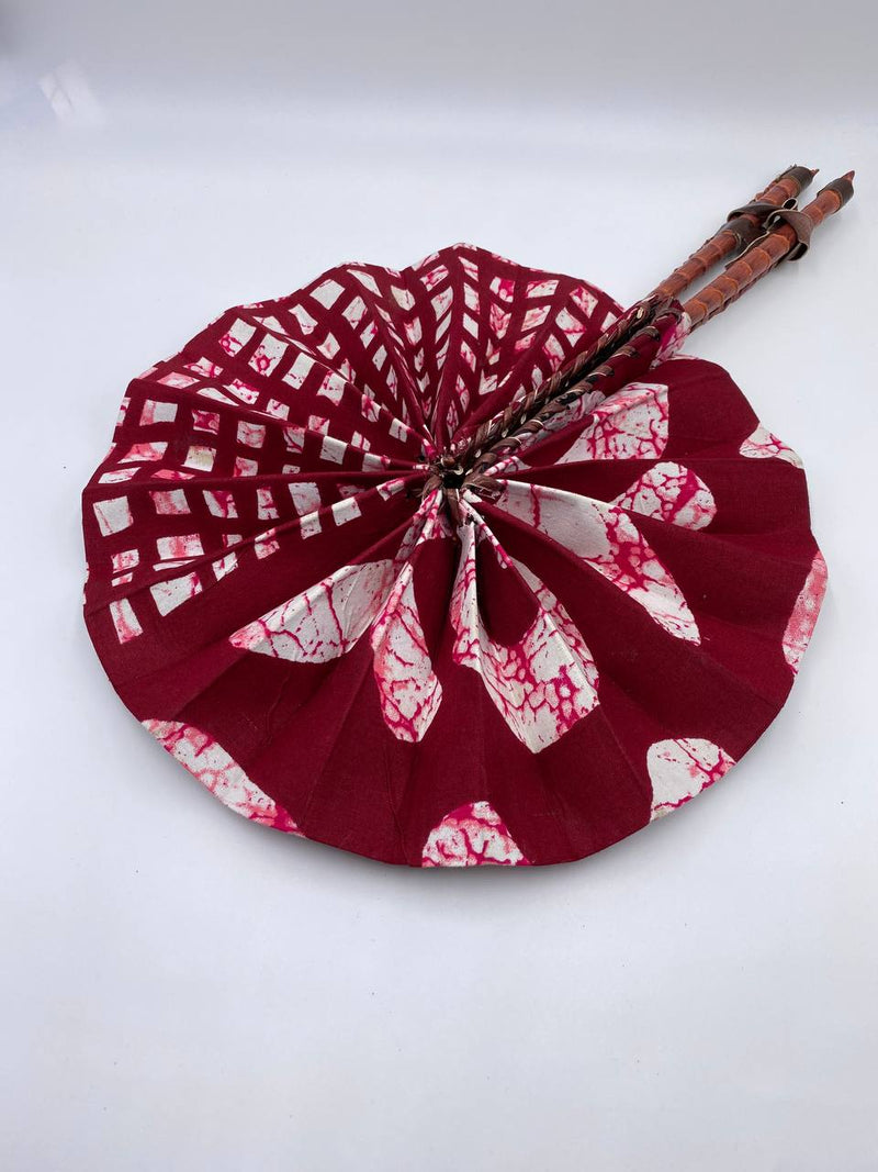 Handmade Ankara Hand Fan l Maroon